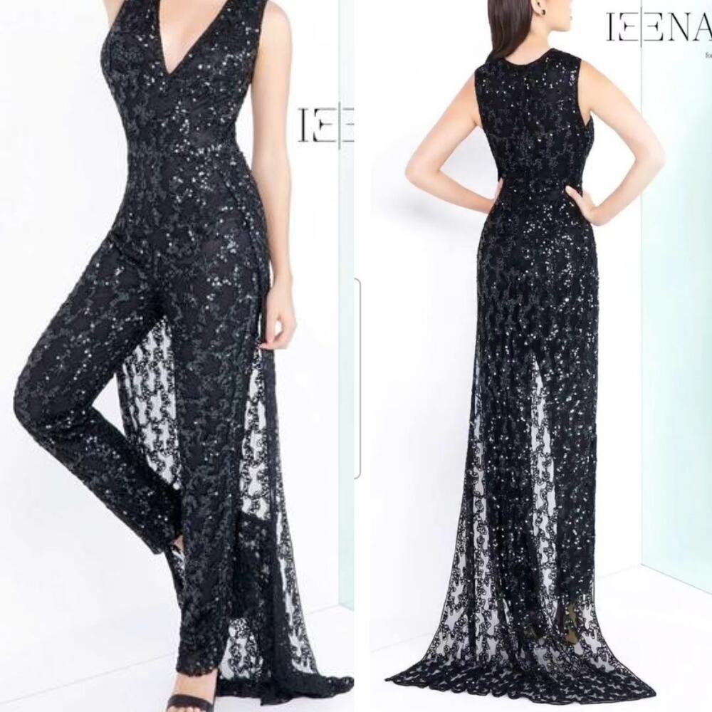 Mac Duggal Women's Size 6 Black Sequin V Neck Gown 1031 NWT Flawed